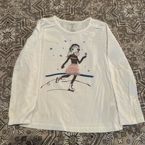 Kids' Ice Skating Long Sleeve Tee - White